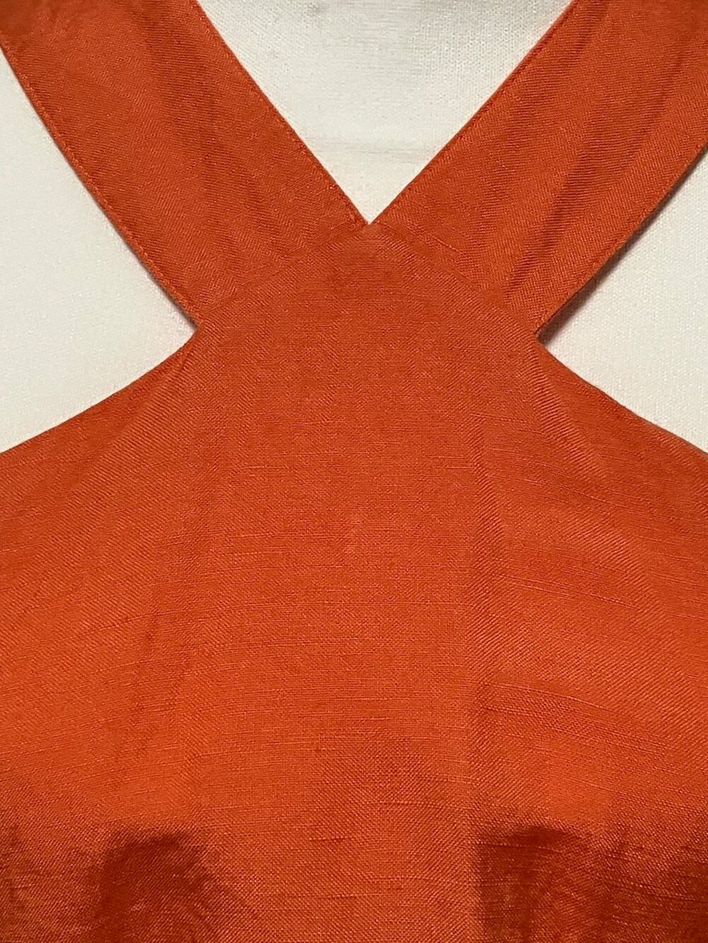Ann Taylor Factory Orange Linen Criss Cross Halter Peplum Top Blouse, Size 14 - Picture 5 of 8